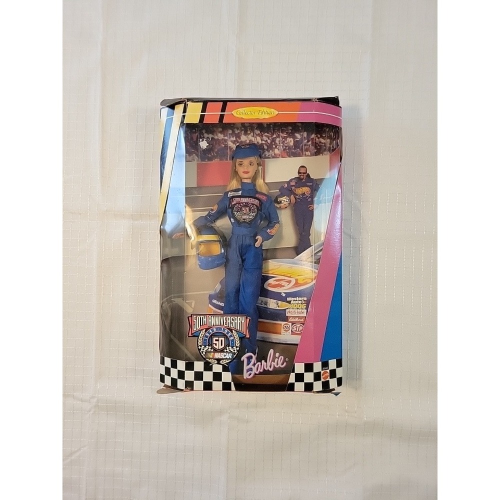 Mattel NASCAR 50th Anniversary Barbie Doll Collector Edition 1998 Blue #20442